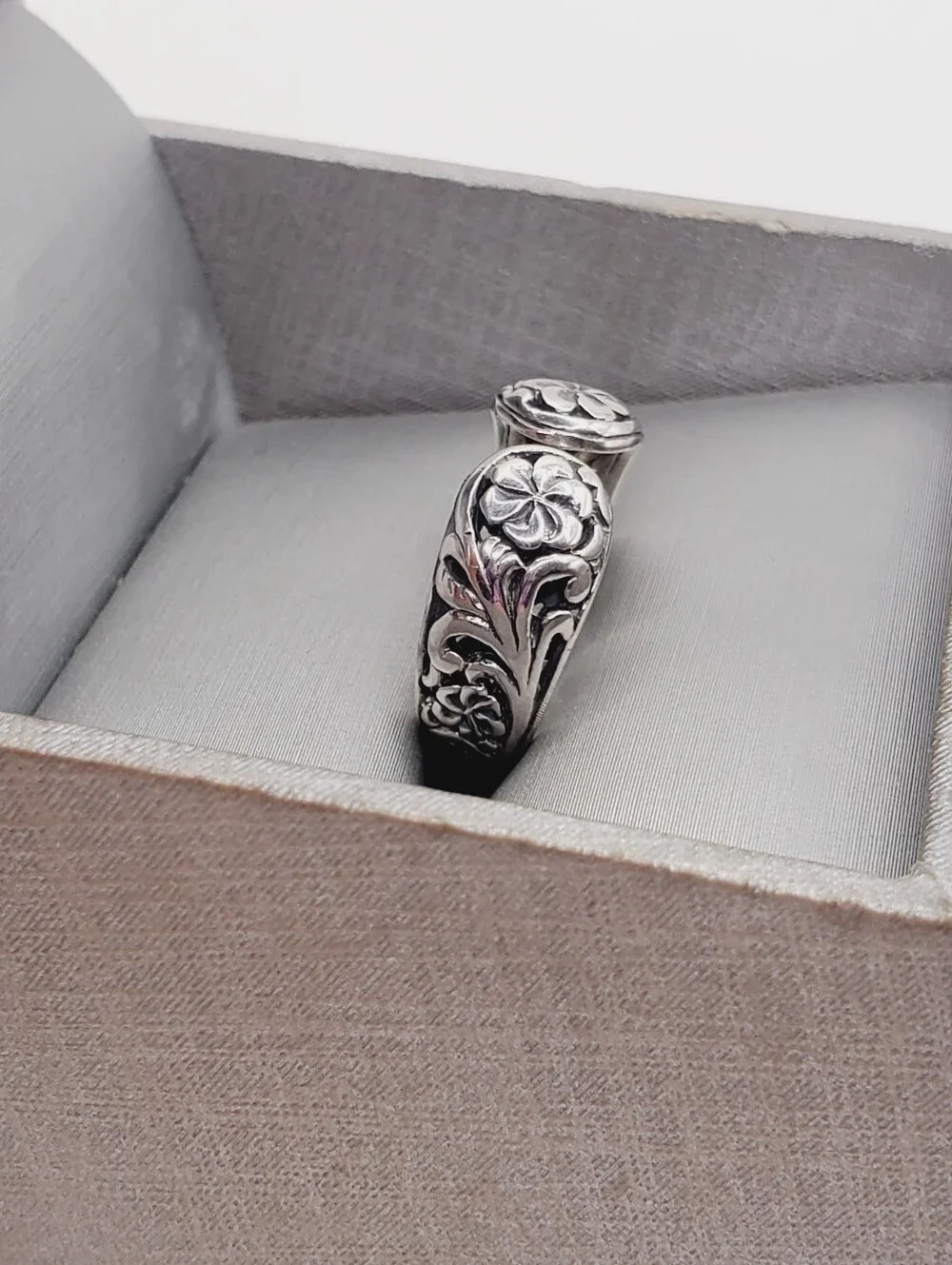 925 Sterling Silver Double Flower Open Ring